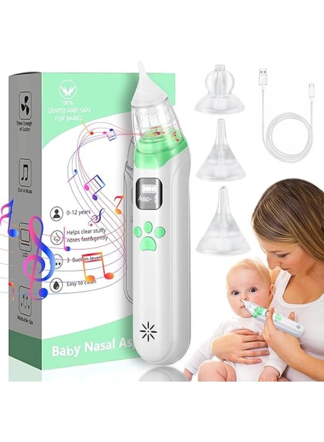 Electric Baby Nasal Aspirator – Nose Cleaner for Newborns & Toddlers with 3 Adjustable Suction Levels & 3 Medical-Grade Silicone Tips – USB Rechargeable with Music & Light - Image 1